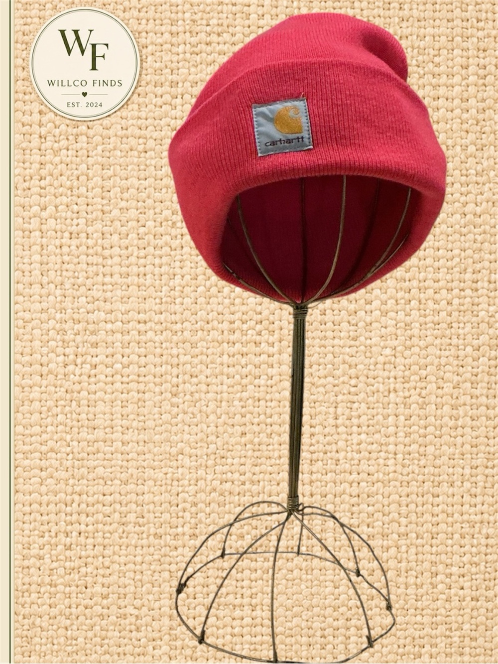 Carhartt Hot Pink Acrylic Watch Hat Beanie Cuffed Logo Patch Unisex